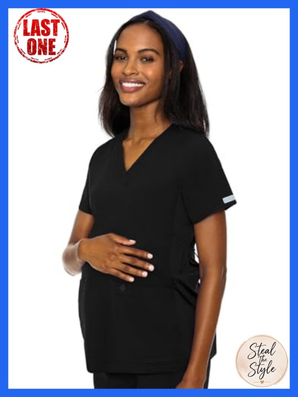 Maternity Scrub Top V-Neck 2 Pocket Adjustable Pregnancy Fit Women Medical